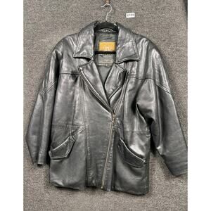 VTG Express Avenue de L’Opera Leather Jacket Womens Size M Black Full Zip